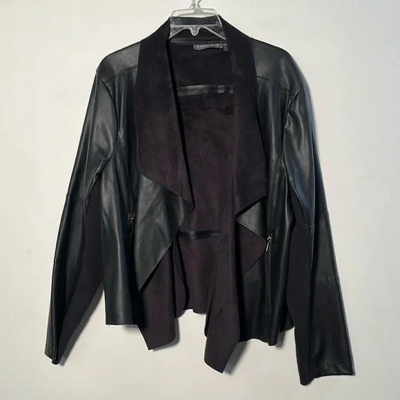 BAGATELLE Faux Leather & Suede Waterfall Minimalist Rib SLV Urban Chic Jacket 2X - Picture 2 of 16